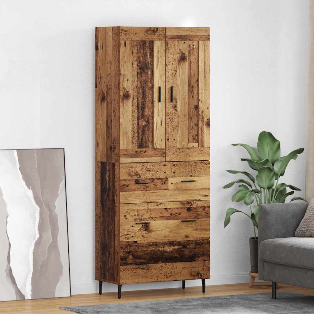 Highboard με συρτάρι 2 pcs Παλιό ξύλο Επεξεργασμένο ξύλο