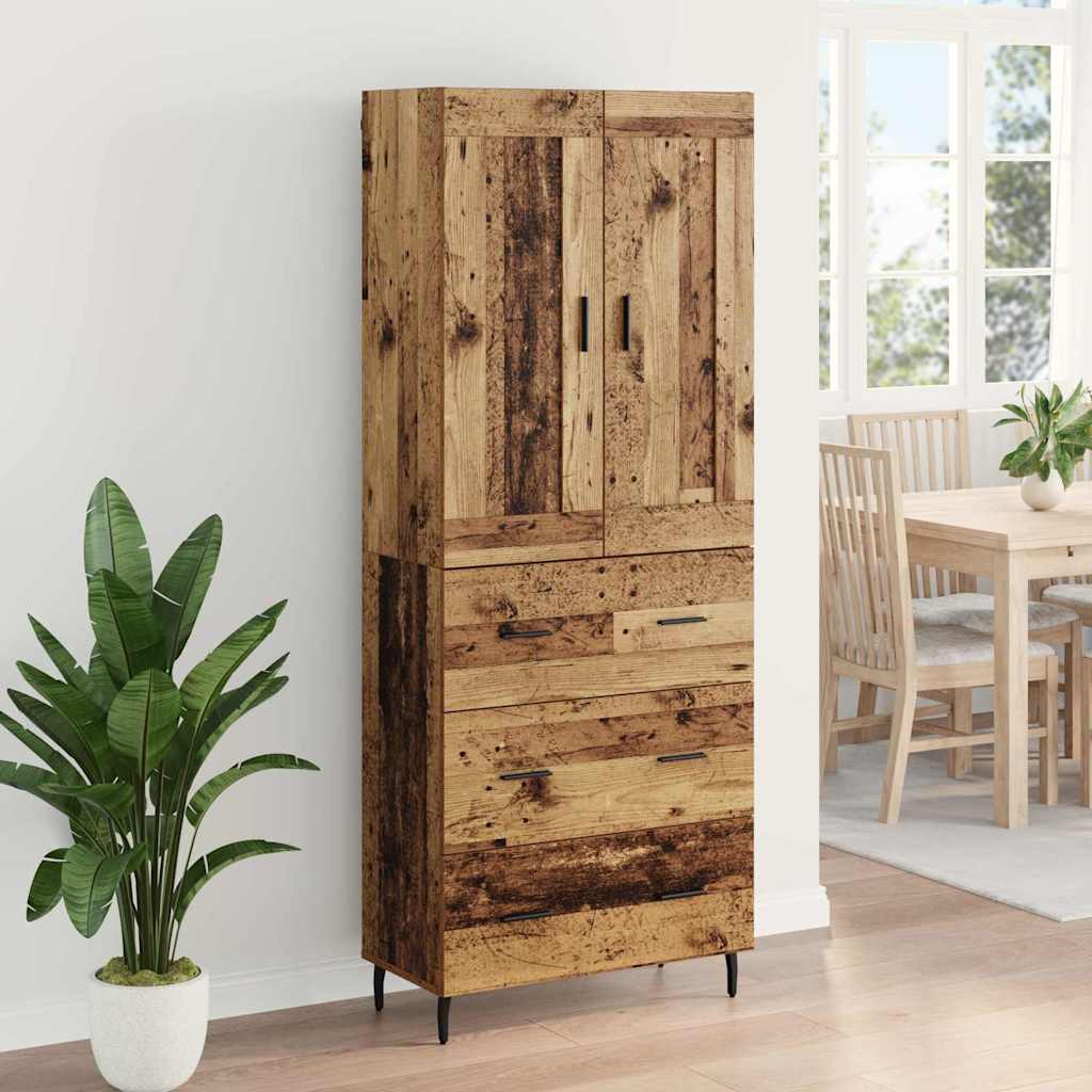 Highboard με συρτάρι 2 pcs Παλιό ξύλο Επεξεργασμένο ξύλο