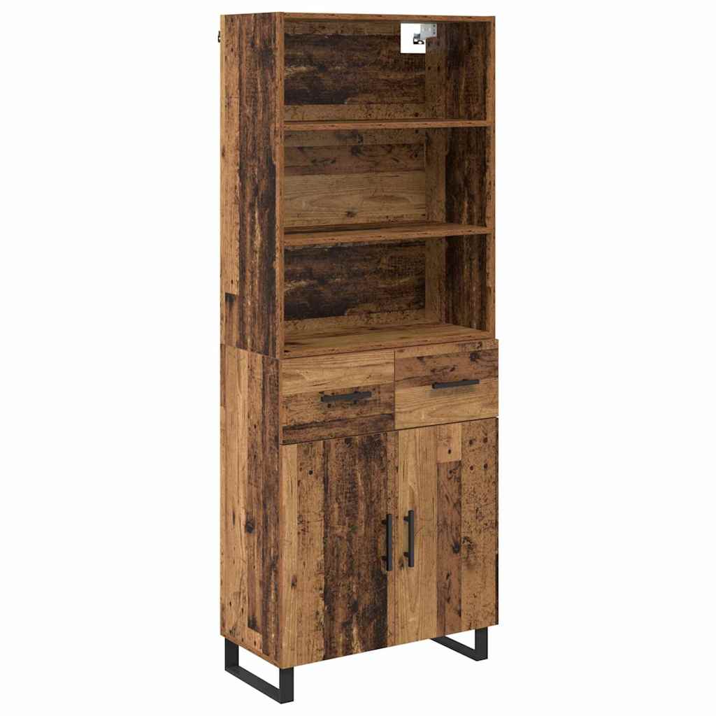 Highboard με συρτάρι 2 pcs Παλιό ξύλο Επεξεργασμένο ξύλο