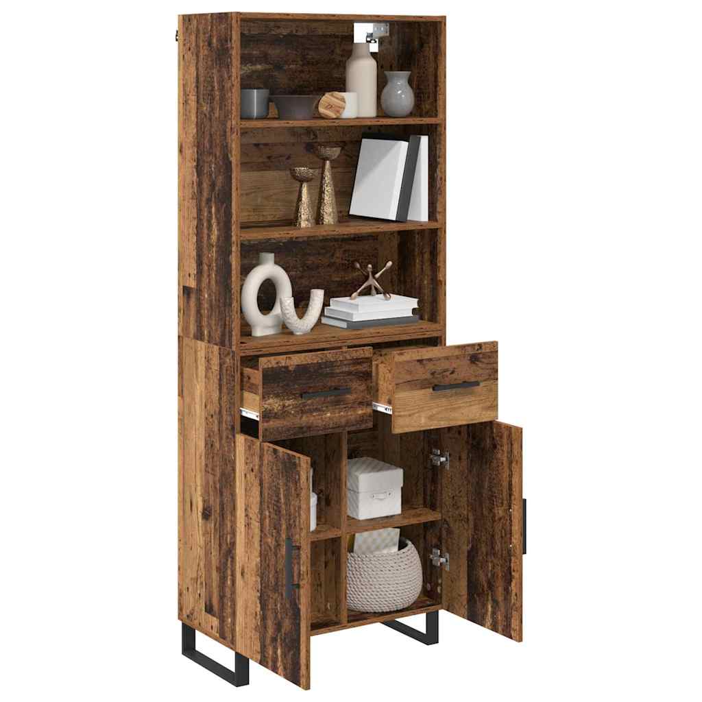 Highboard με συρτάρι 2 pcs Παλιό ξύλο Επεξεργασμένο ξύλο