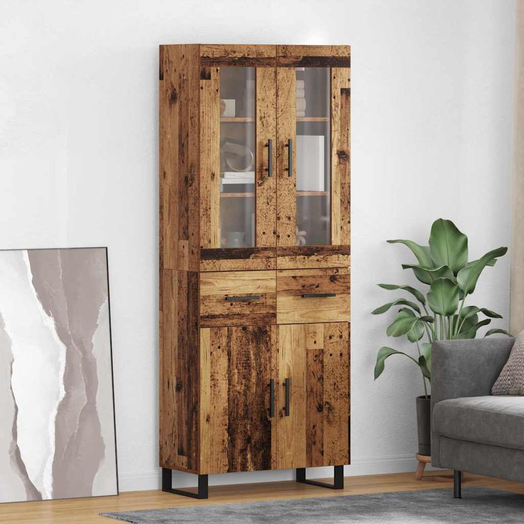 Highboard με συρτάρι 2 pcs Παλιό Ξύλο Επεξεργασμένο ξύλο