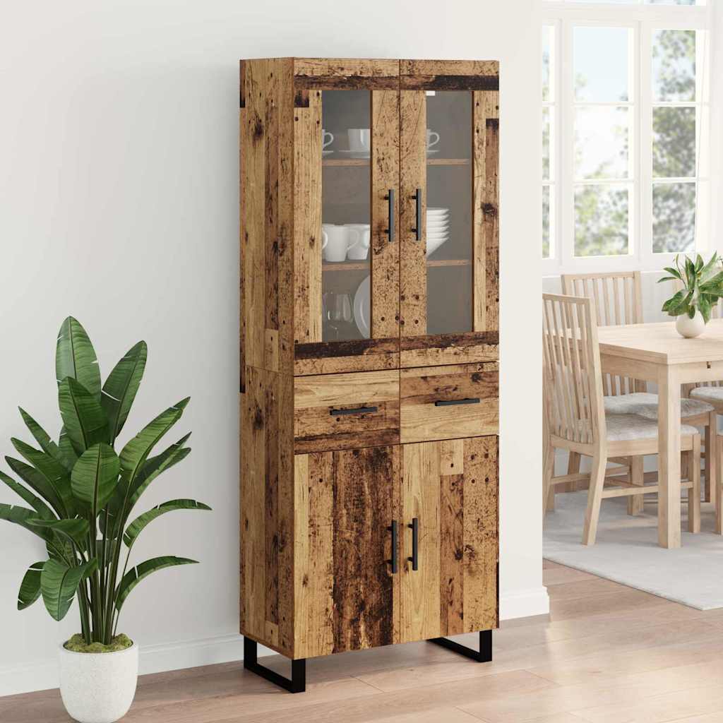 Highboard με συρτάρι 2 pcs Παλιό Ξύλο Επεξεργασμένο ξύλο