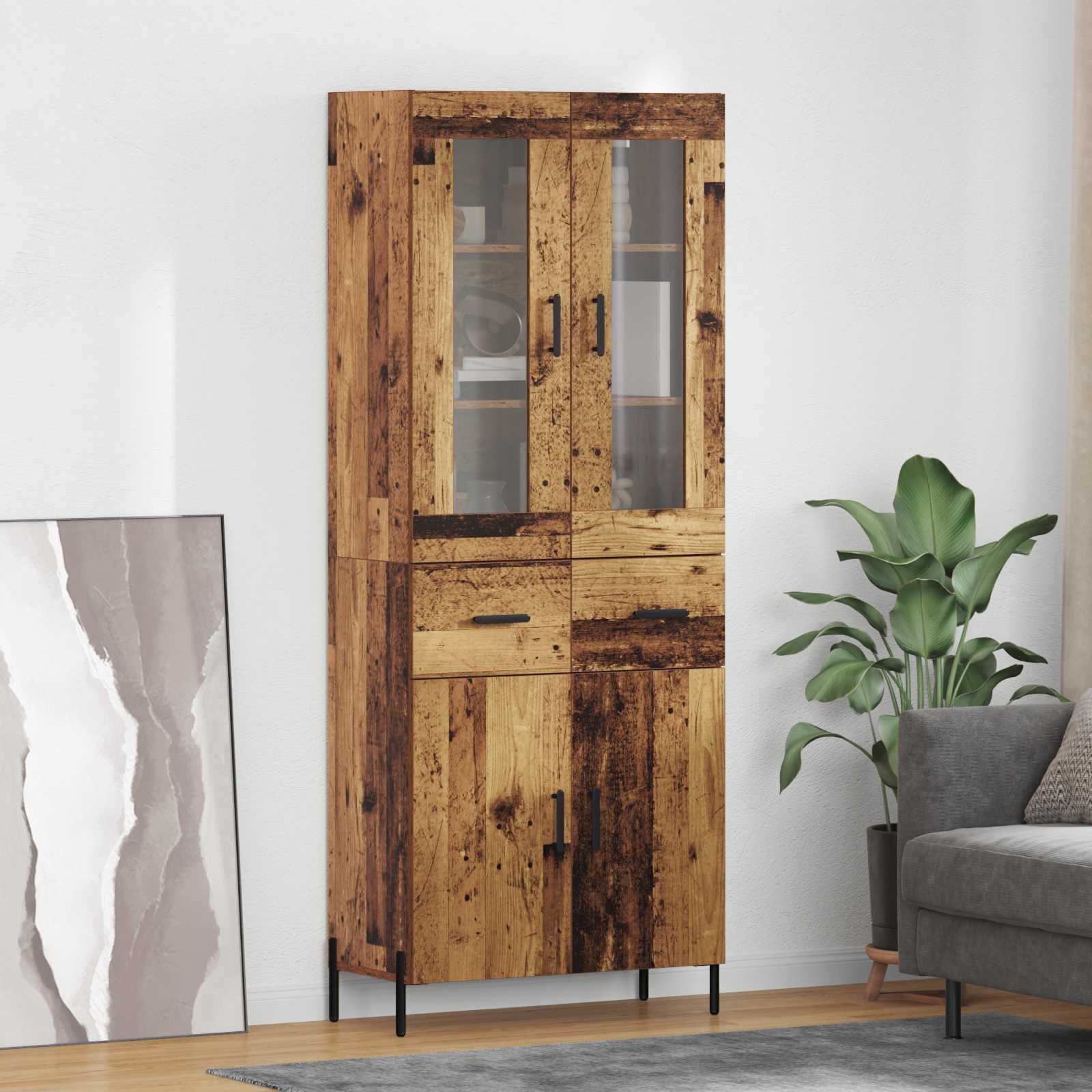 Highboard Παλιό Ξύλο 69,5 x 34 x 180 εκ. Επεξεργασμένο ξύλο