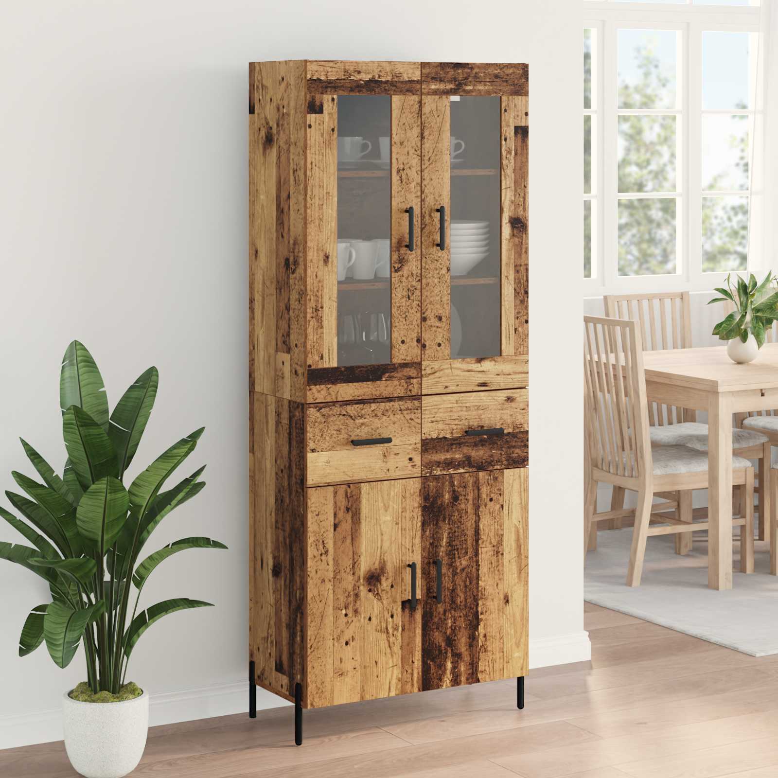 Highboard Παλιό Ξύλο 69,5 x 34 x 180 εκ. Επεξεργασμένο ξύλο