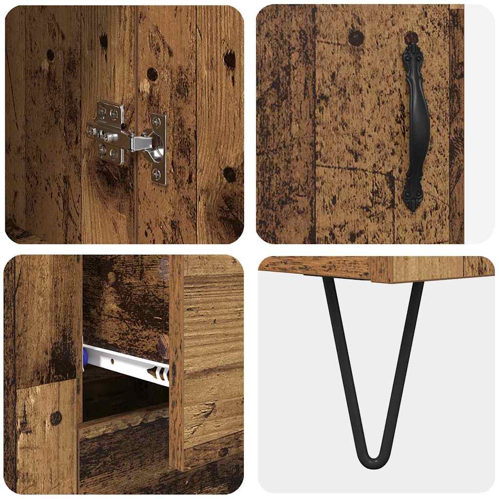 Highboard με συρτάρι 2 pcs Παλιό ξύλο Επεξεργασμένο ξύλο