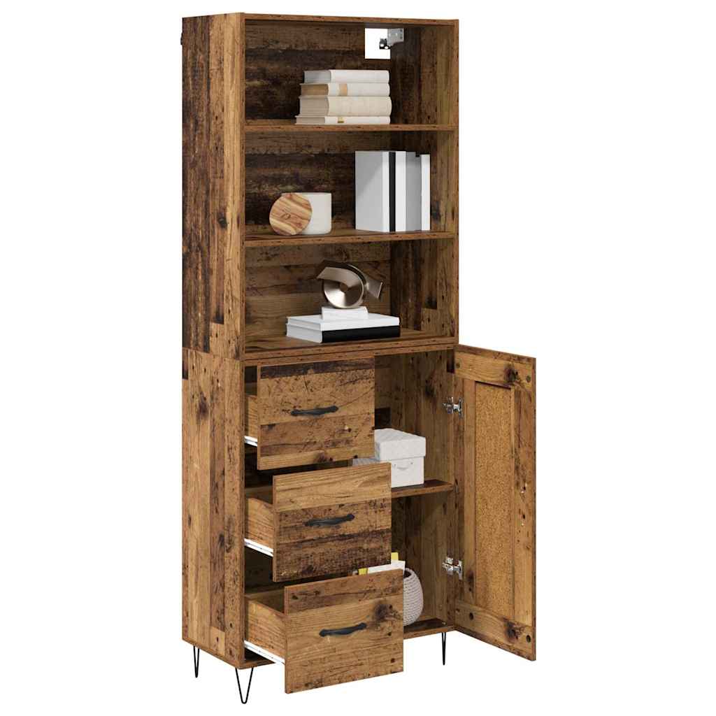 Highboard με συρτάρι 2 pcs Παλιό ξύλο Επεξεργασμένο ξύλο