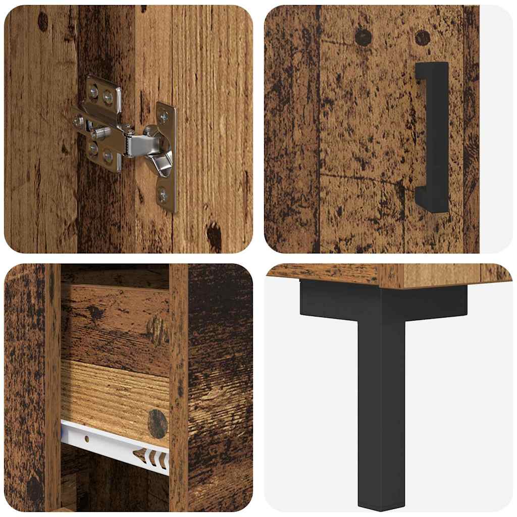 Highboard με συρτάρι 2 pcs Παλιό Ξύλο Επεξεργασμένο ξύλο