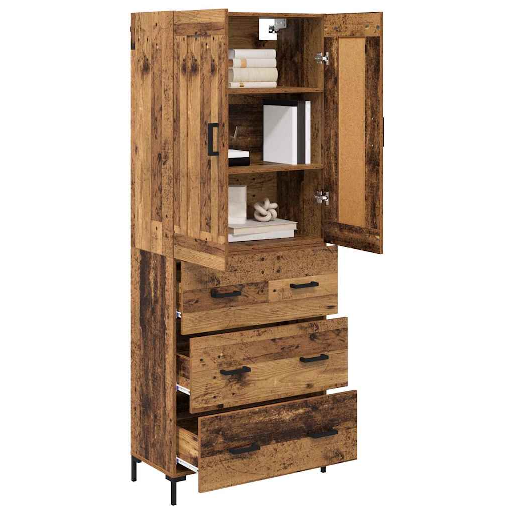Highboard με συρτάρι 2 pcs Παλιό Ξύλο Επεξεργασμένο ξύλο