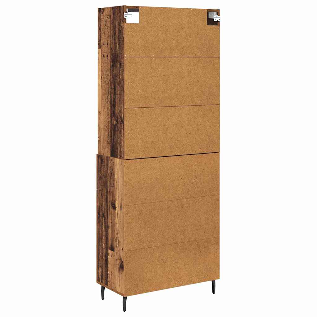 Highboard Παλιό Ξύλο 69,5 x 34 x 180 εκ. Σύνθετο Ξύλο και Γυαλί