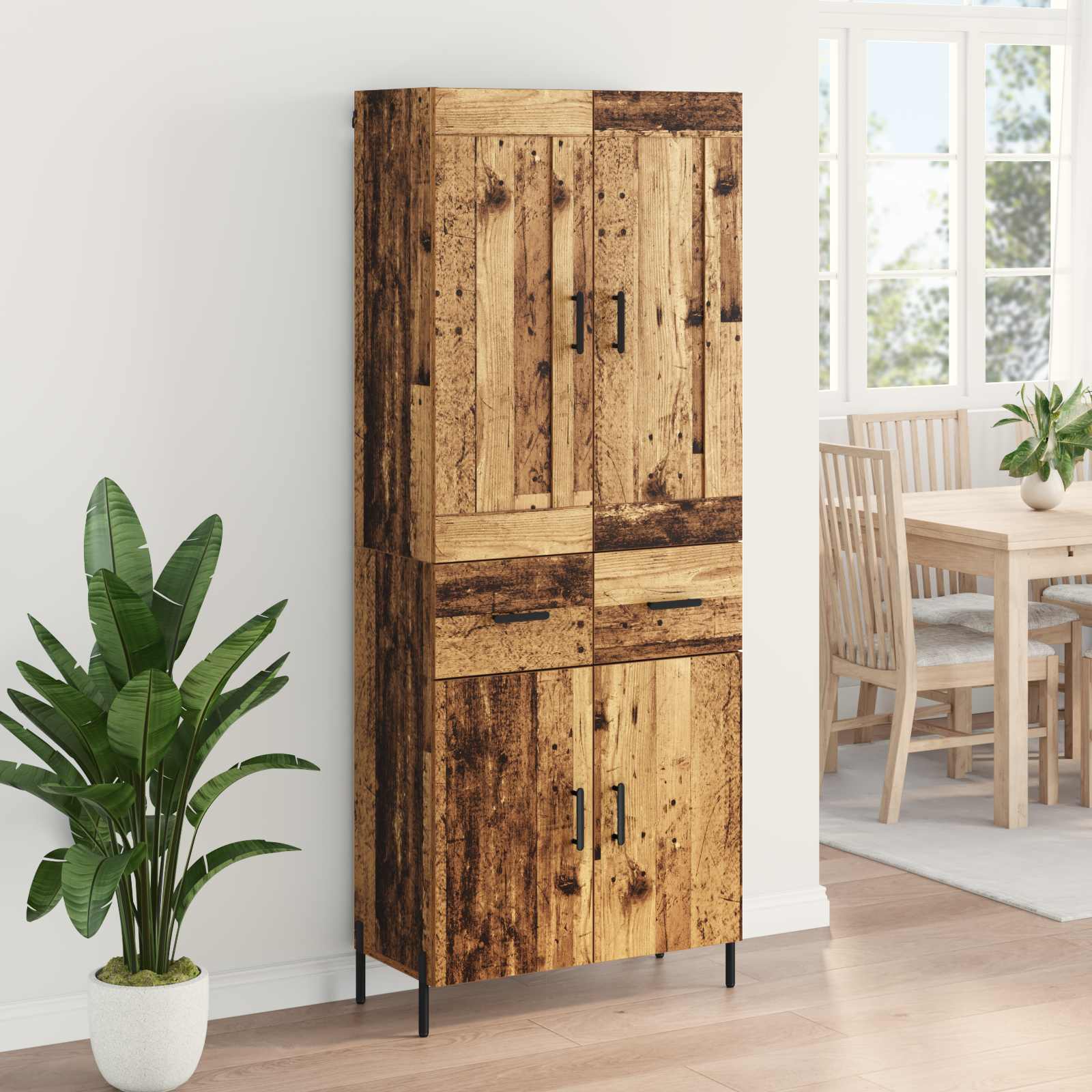 Highboard 2 pcs Παλιό Ξύλο Επεξεργασμένο ξύλο