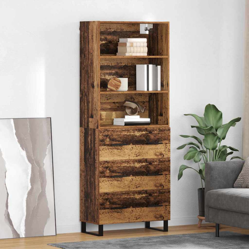 Highboard με συρτάρι 2 pcs Παλιό ξύλο Επεξεργασμένο ξύλο