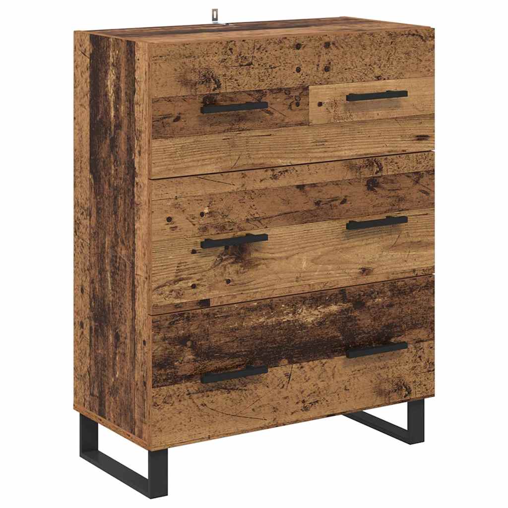 Highboard με συρτάρι 2 pcs Παλιό ξύλο Επεξεργασμένο ξύλο