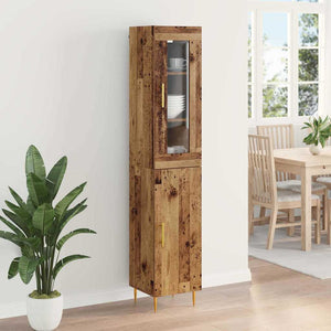 Highboard 2 τμχ. Παλιό Ξύλο 34,5 x 34 x 180 εκ.