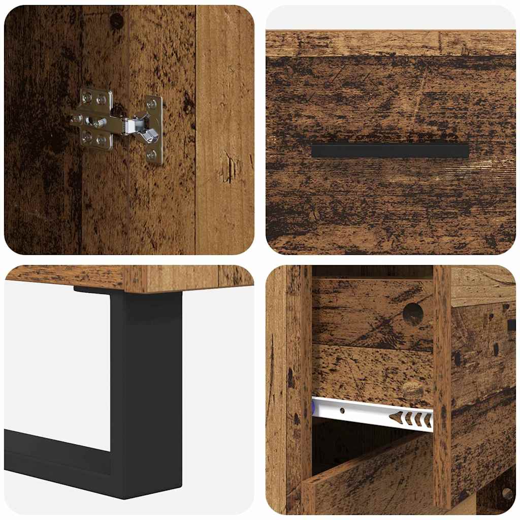 Highboard με συρτάρι 2 pcs Παλιό Ξύλο Σύνθετο Ξύλο και Γυαλί - Pakobazaar