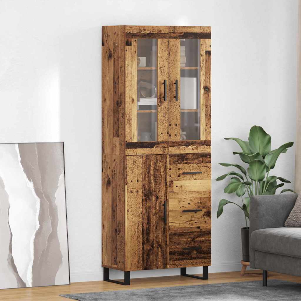 Highboard με συρτάρι 2 pcs Παλιό Ξύλο Σύνθετο Ξύλο και Γυαλί - Pakobazaar