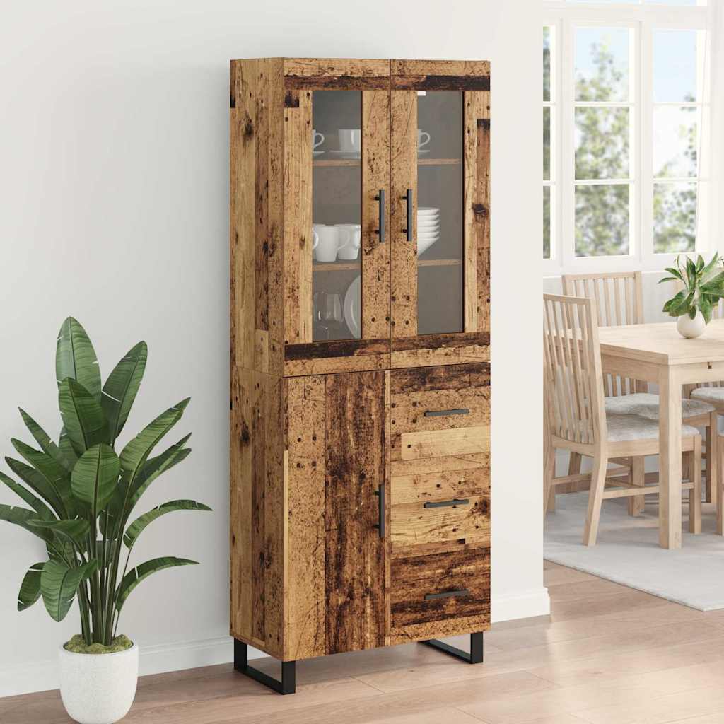 Highboard με συρτάρι 2 pcs Παλιό Ξύλο Σύνθετο Ξύλο και Γυαλί - Pakobazaar