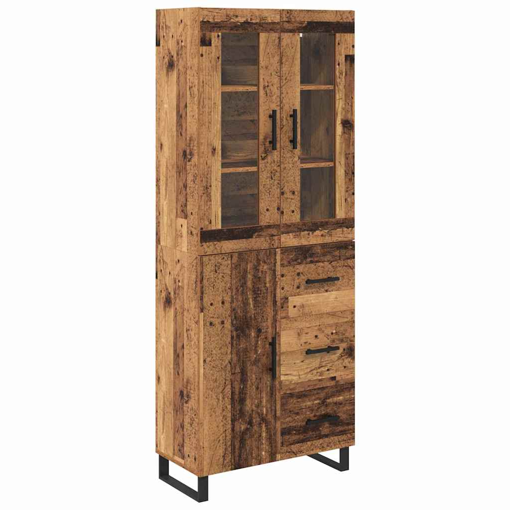 Highboard με συρτάρι 2 pcs Παλιό Ξύλο Σύνθετο Ξύλο και Γυαλί - Pakobazaar