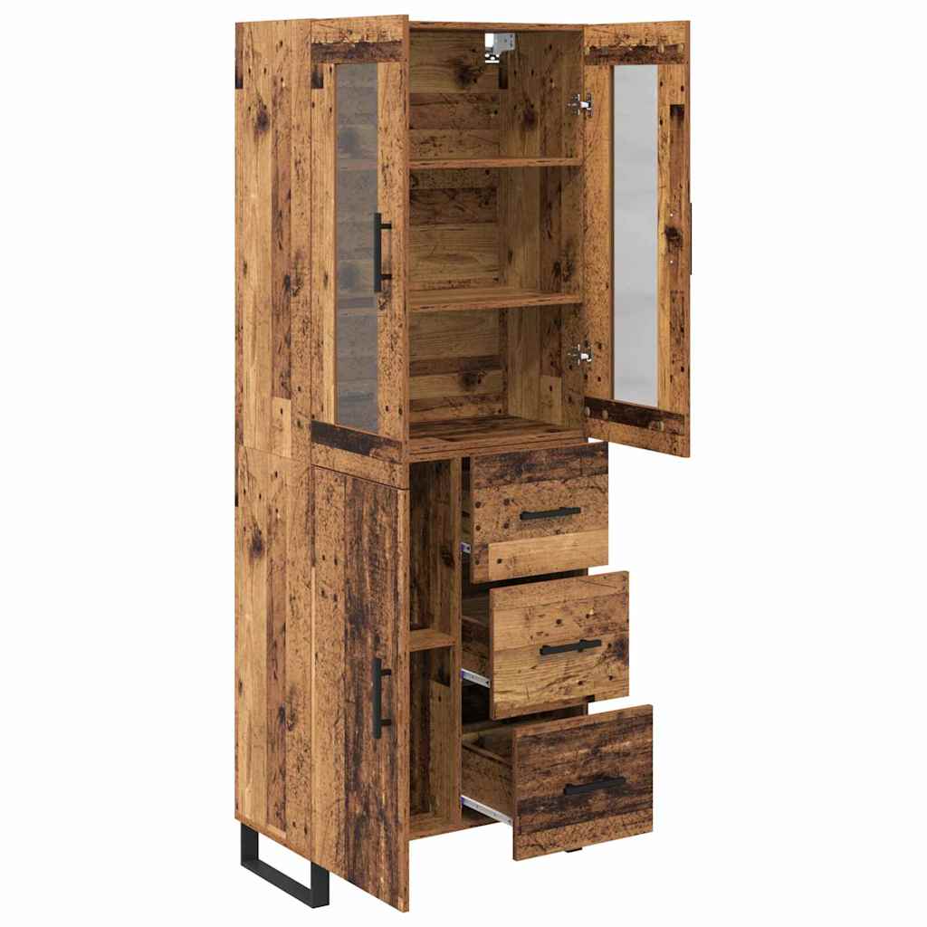 Highboard με συρτάρι 2 pcs Παλιό Ξύλο Σύνθετο Ξύλο και Γυαλί - Pakobazaar
