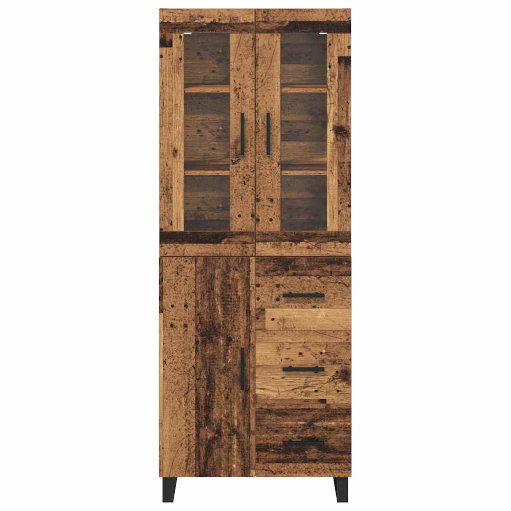 Highboard με συρτάρι 2 pcs Παλιό Ξύλο Σύνθετο Ξύλο και Γυαλί - Pakobazaar