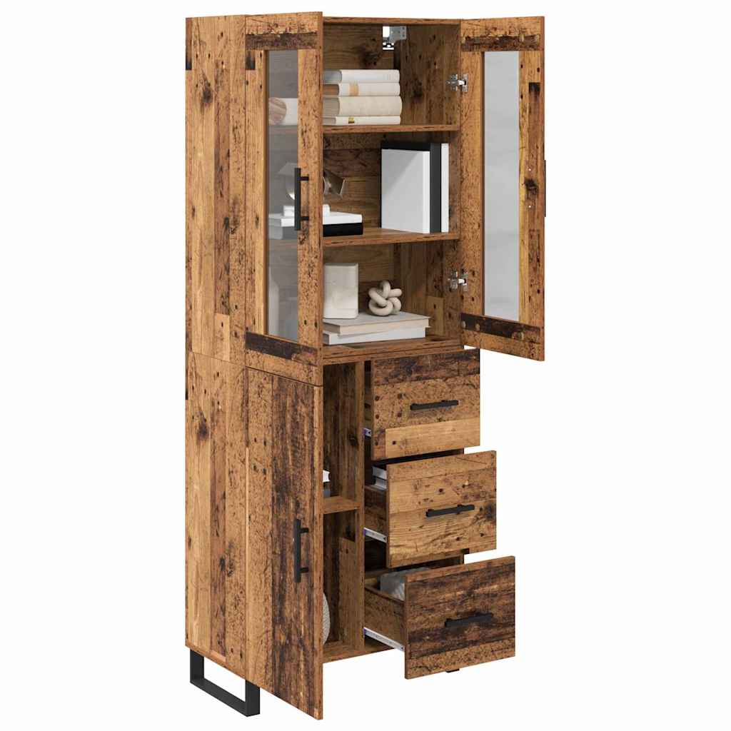 Highboard με συρτάρι 2 pcs Παλιό Ξύλο Σύνθετο Ξύλο και Γυαλί - Pakobazaar