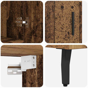 Highboard Παλιό Ξύλο 69,5 x 34 x 180 εκ. Σύνθετο Ξύλο και Γυαλί - Pakobazaar