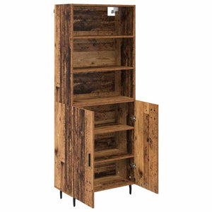 Highboard Παλιό Ξύλο 69,5 x 34 x 180 εκ. Σύνθετο Ξύλο και Γυαλί - Pakobazaar