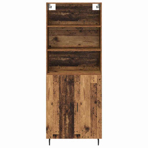 Highboard Παλιό Ξύλο 69,5 x 34 x 180 εκ. Σύνθετο Ξύλο και Γυαλί - Pakobazaar