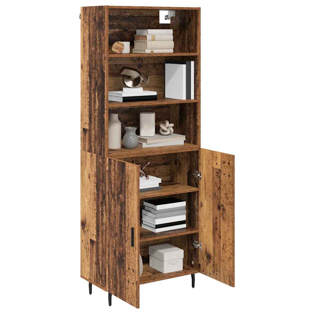 Highboard Παλιό Ξύλο 69,5 x 34 x 180 εκ. Σύνθετο Ξύλο και Γυαλί - Pakobazaar