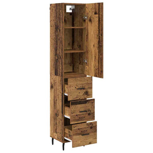 Highboard Παλιό Ξύλο 34,5 x 34 x 180 εκ. Επεξεργασμένο Ξύλο