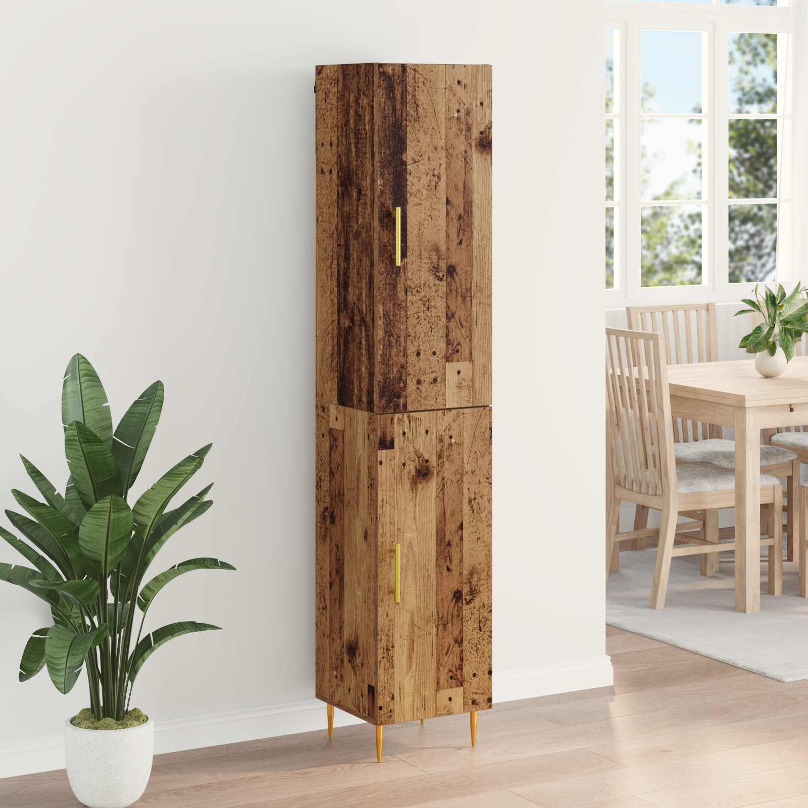 Highboard 2 pcs Παλιό Ξύλο Επεξεργασμένο ξύλο