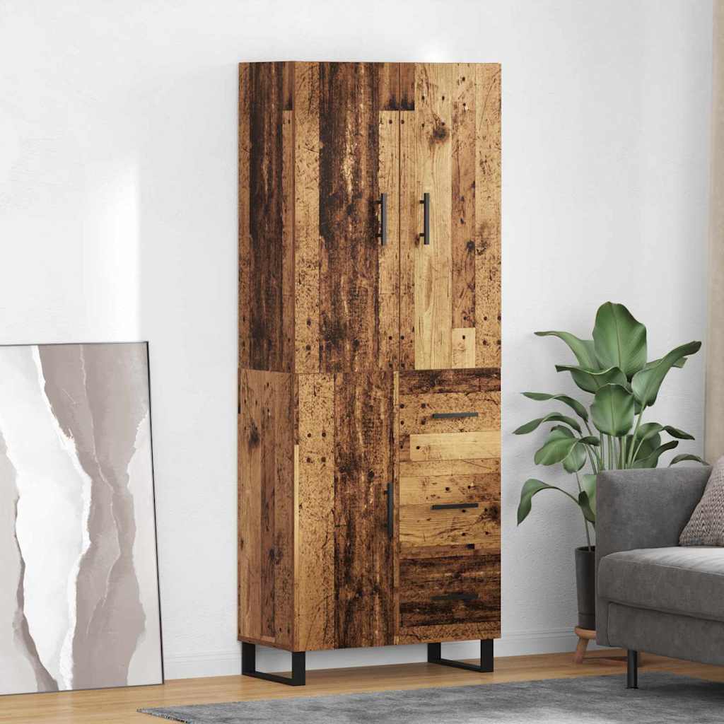 Highboard με συρτάρι 2 pcs Παλιό Ξύλο 69,5 x 34 x 180 εκ.