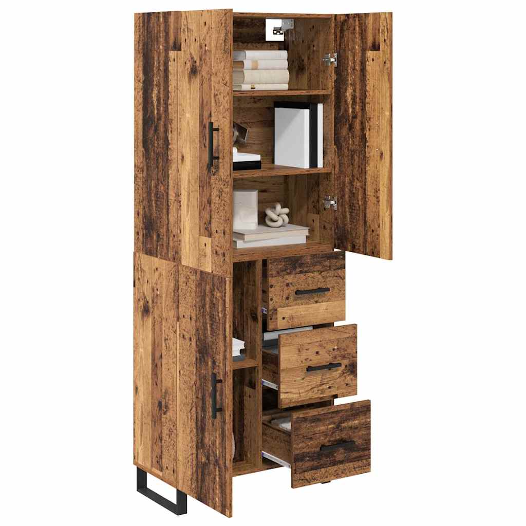 Highboard με συρτάρι 2 pcs Παλιό Ξύλο 69,5 x 34 x 180 εκ.