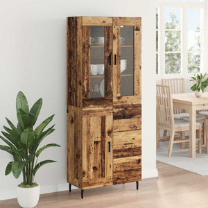 Highboard με συρτάρι 2 pcs Παλιό Ξύλο Επεξεργασμένο ξύλο - Pakobazaar