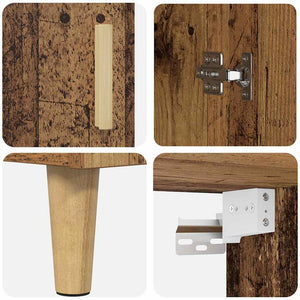 Highboard Παλιό Ξύλο 69,5 x 34 x 180 εκ. Σύνθετο Ξύλο και Γυαλί