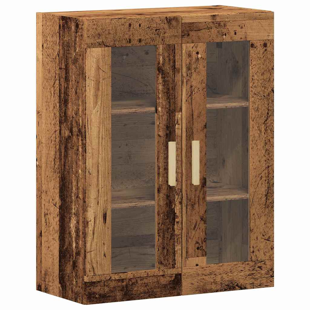 Highboard Παλιό Ξύλο 69,5 x 34 x 180 εκ. Σύνθετο Ξύλο και Γυαλί