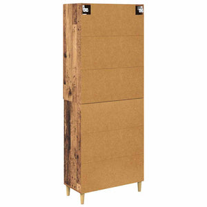 Highboard Παλιό Ξύλο 69,5 x 34 x 180 εκ. Σύνθετο Ξύλο και Γυαλί