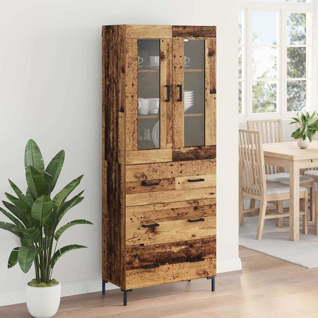 Highboard με συρτάρι 2 pcs Παλιό ξύλο Επεξεργασμένο ξύλο - Pakobazaar
