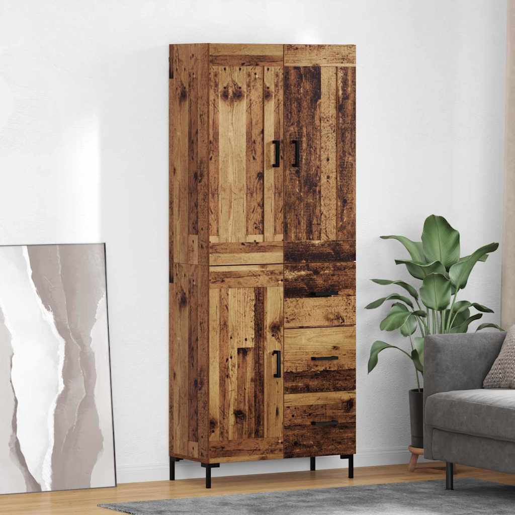 Highboard με συρτάρι 2 pcs Παλιό Ξύλο Επεξεργασμένο ξύλο