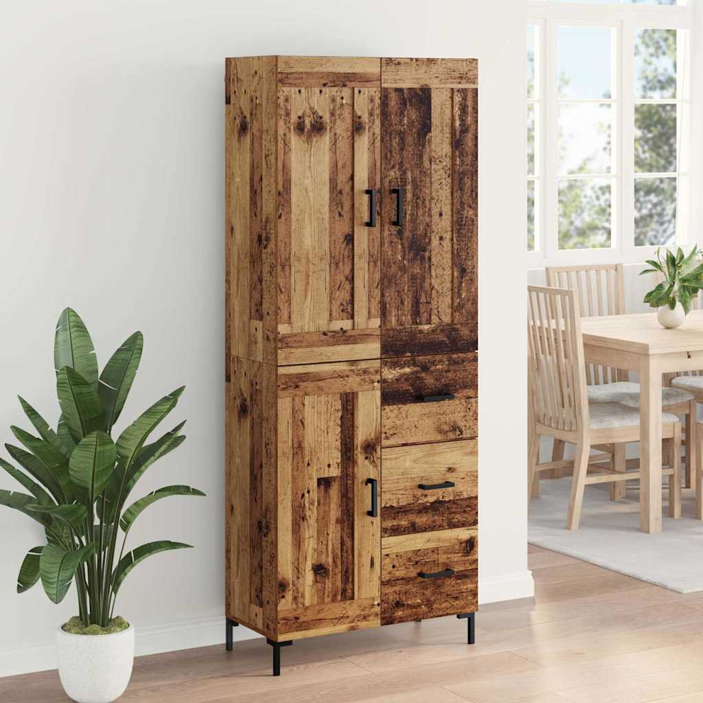 Highboard με συρτάρι 2 pcs Παλιό Ξύλο Επεξεργασμένο ξύλο