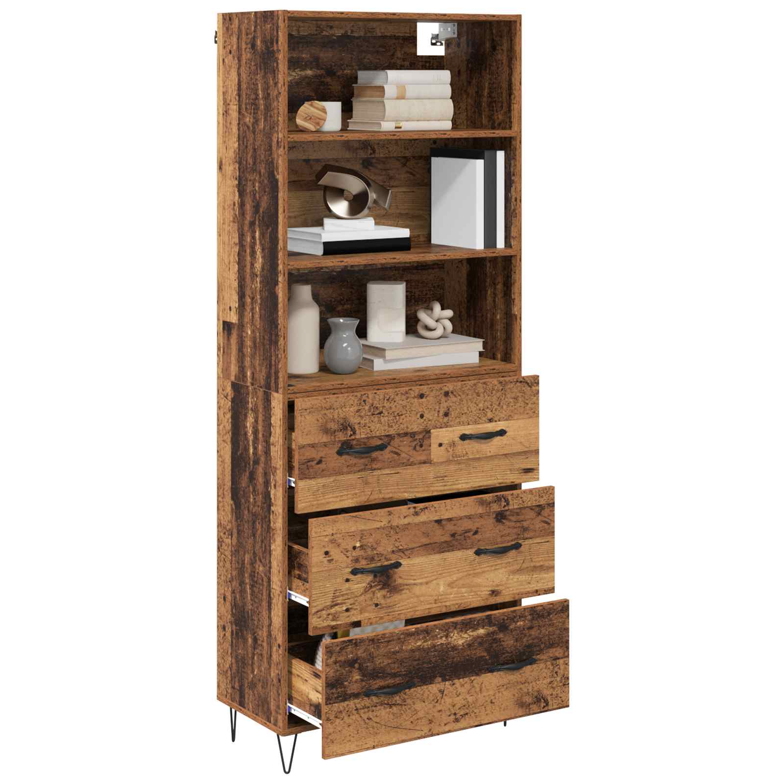Highboard με συρτάρι 2 pcs Παλιό ξύλο Επεξεργασμένο ξύλο - Pakobazaar