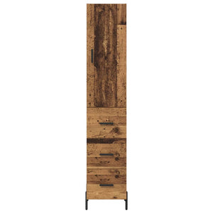 Highboard Παλιό Ξύλο 34,5 x 34 x 180 εκ. Επεξεργασμένο Ξύλο