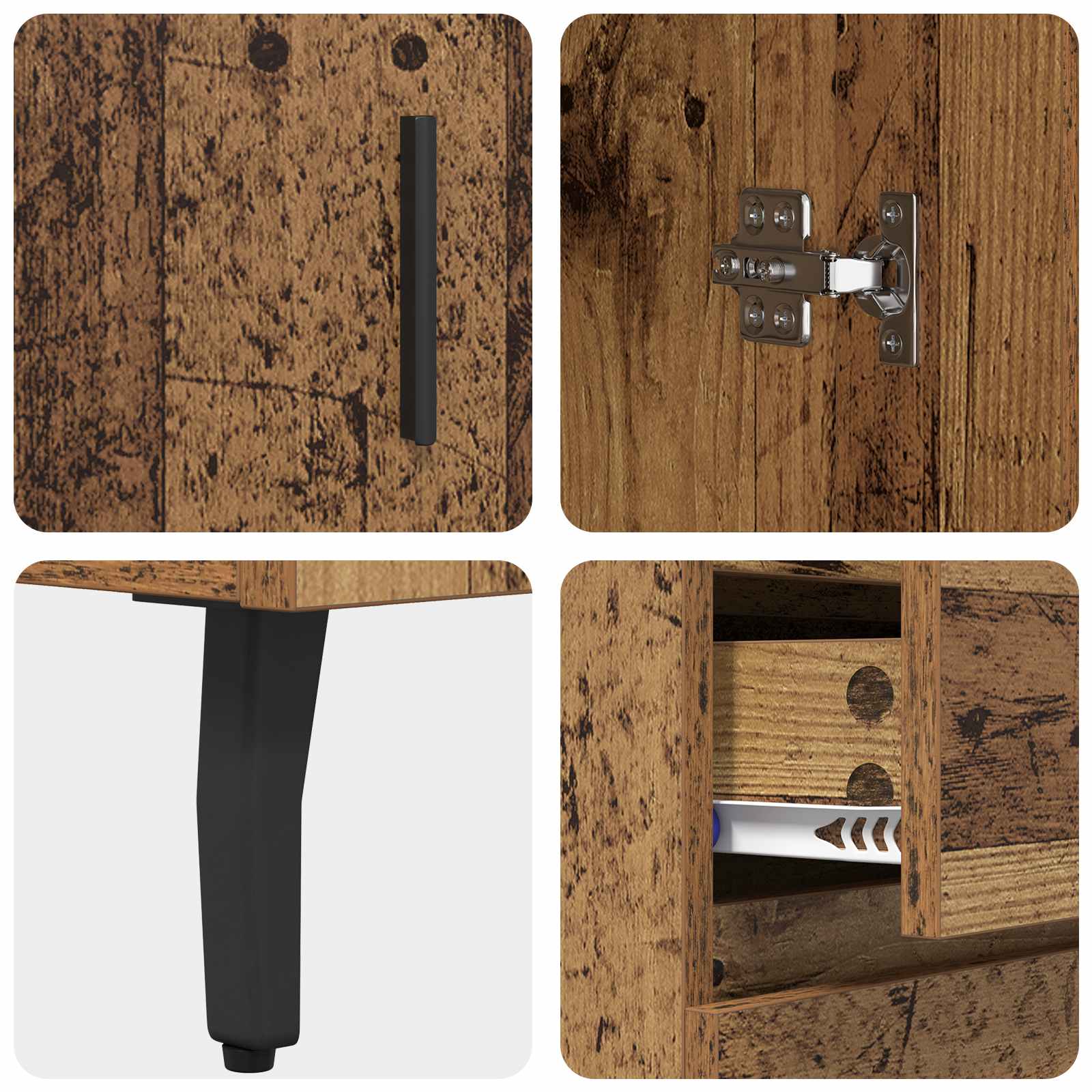 Highboard με συρτάρι 2 pcs Παλιό Ξύλο Σύνθετο Ξύλο και Γυαλί