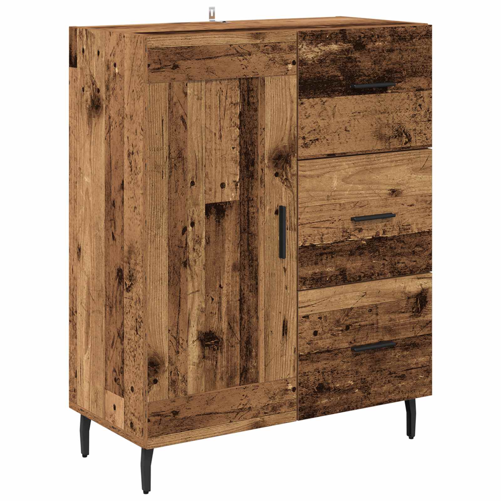 Highboard με συρτάρι 2 pcs Παλιό Ξύλο Σύνθετο Ξύλο και Γυαλί