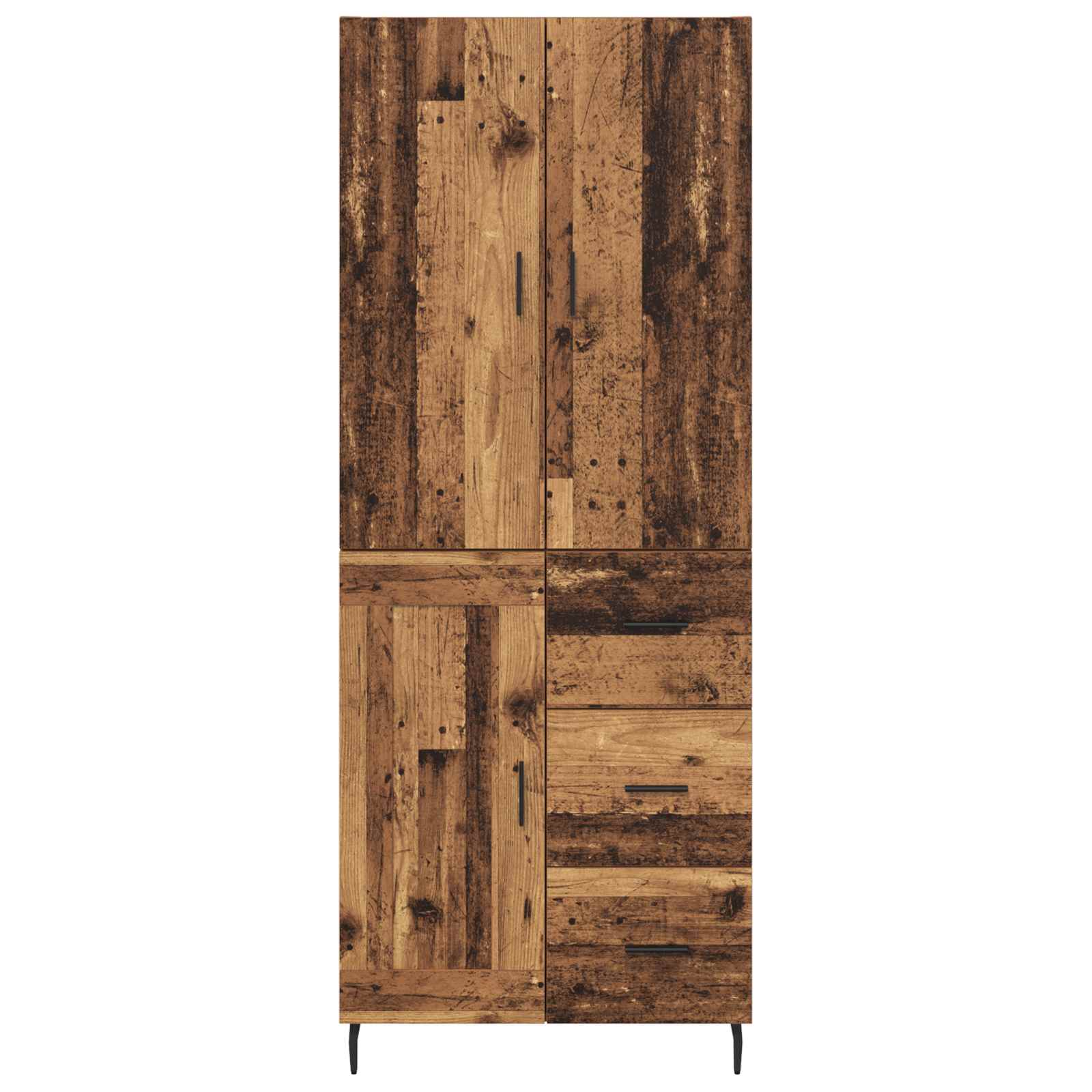 Highboard με συρτάρι 2 pcs Παλιό Ξύλο Σύνθετο Ξύλο και Γυαλί