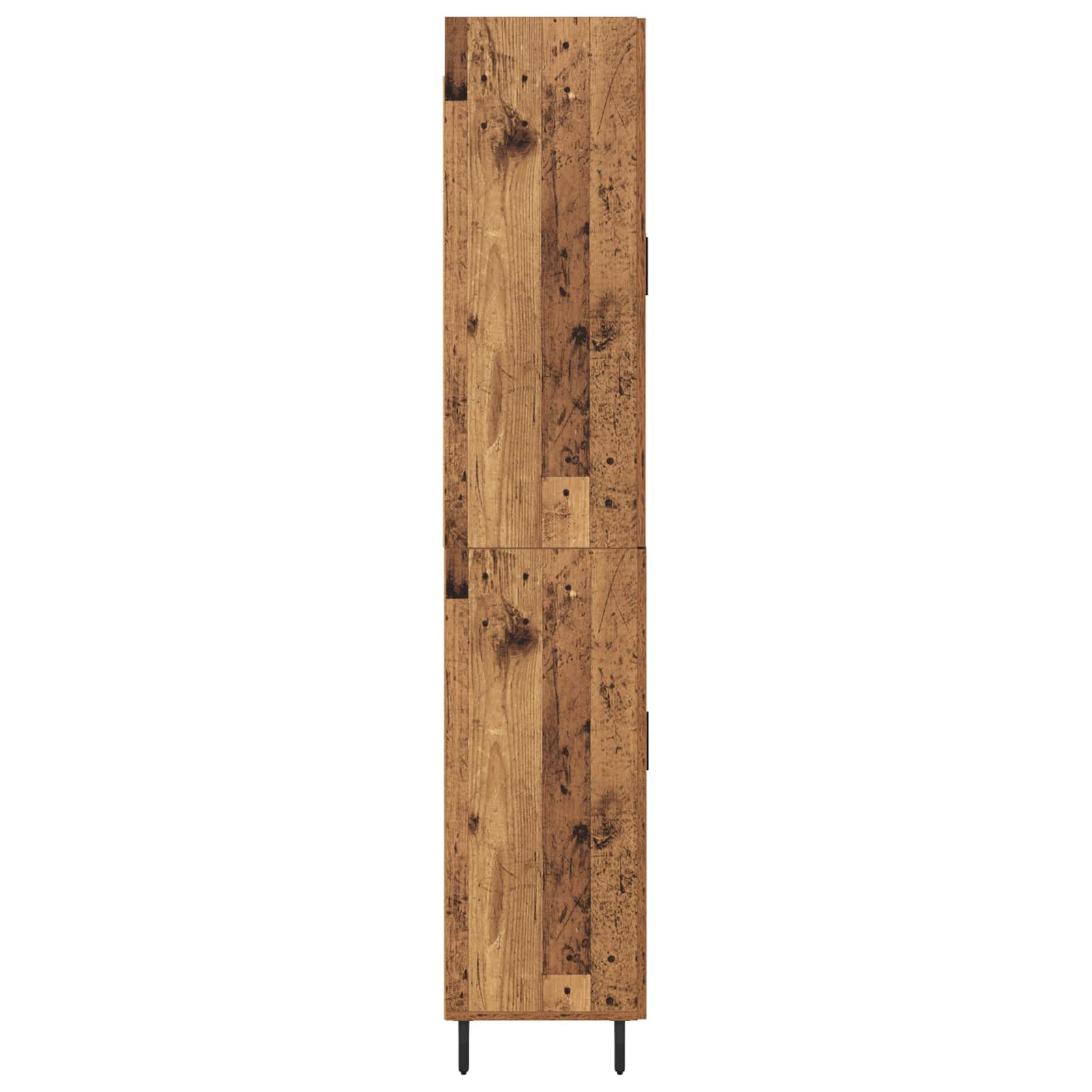 Highboard με συρτάρι 2 pcs Παλιό Ξύλο Σύνθετο Ξύλο και Γυαλί