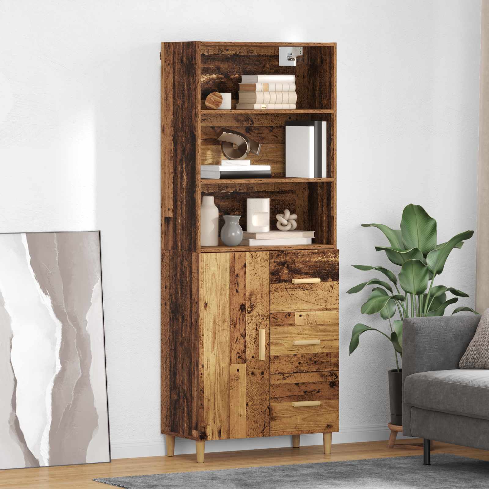 Highboard Παλιό Ξύλο 69,5 x 32,5 x 180 εκ Επεξεργασμένο ξύλο