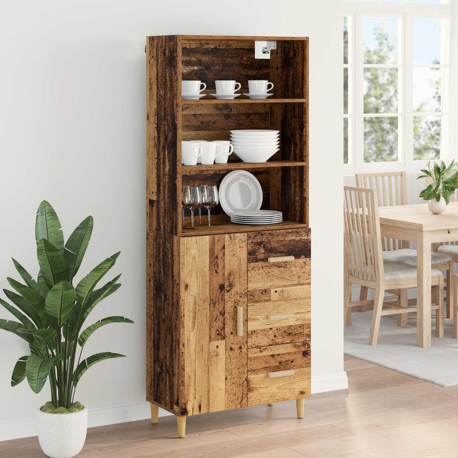 Highboard Παλιό Ξύλο 69,5 x 32,5 x 180 εκ Επεξεργασμένο ξύλο