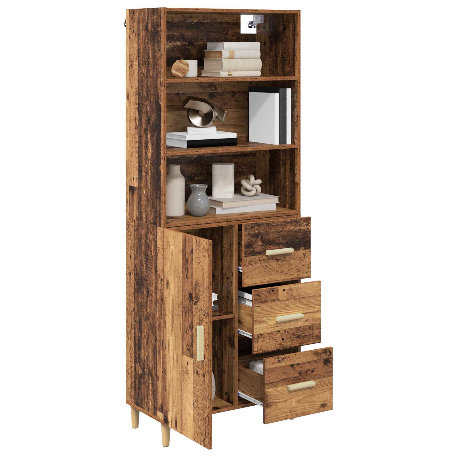 Highboard Παλιό Ξύλο 69,5 x 32,5 x 180 εκ Επεξεργασμένο ξύλο