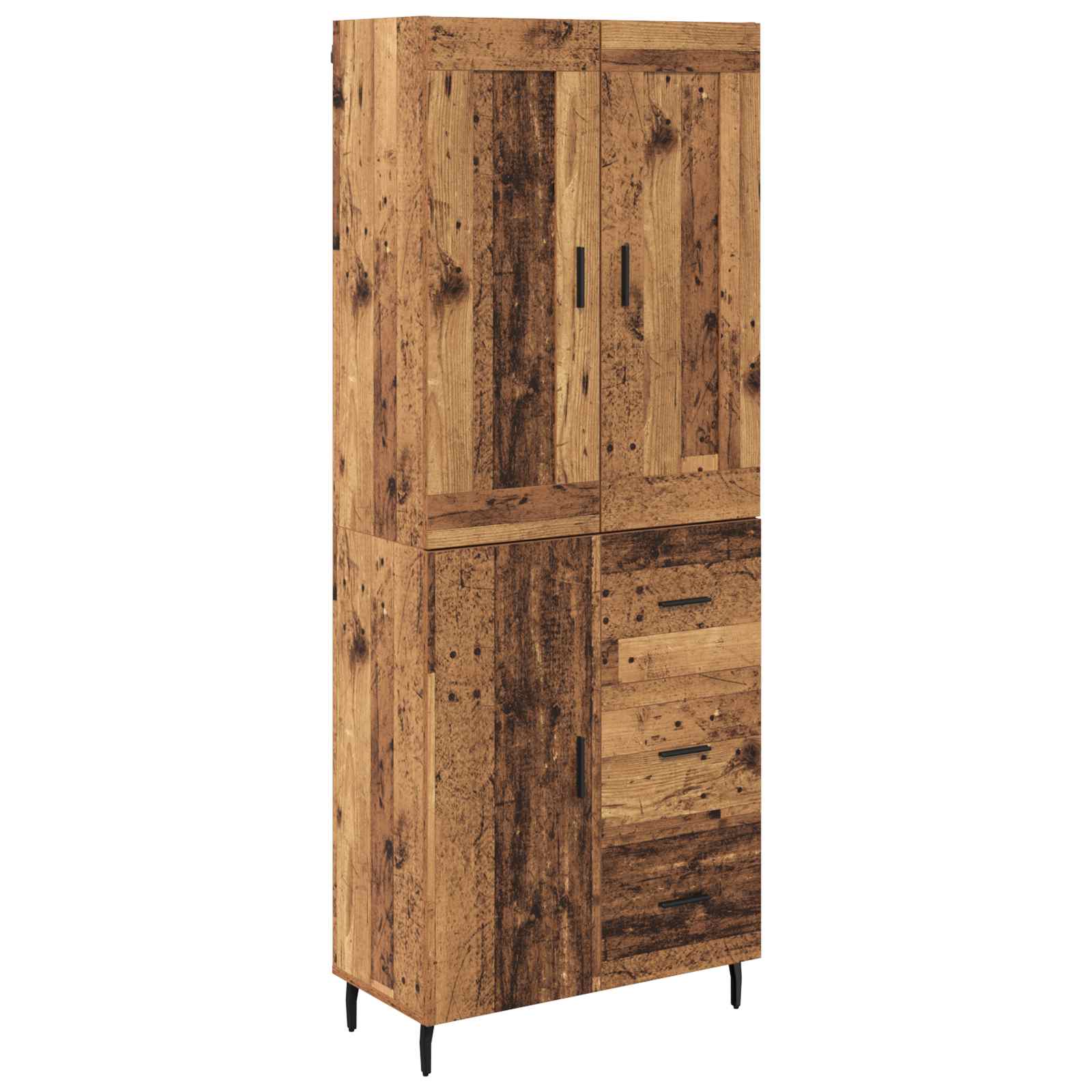 Highboard με συρτάρι 2 pcs Παλιό ξύλο Επεξεργασμένο ξύλο
