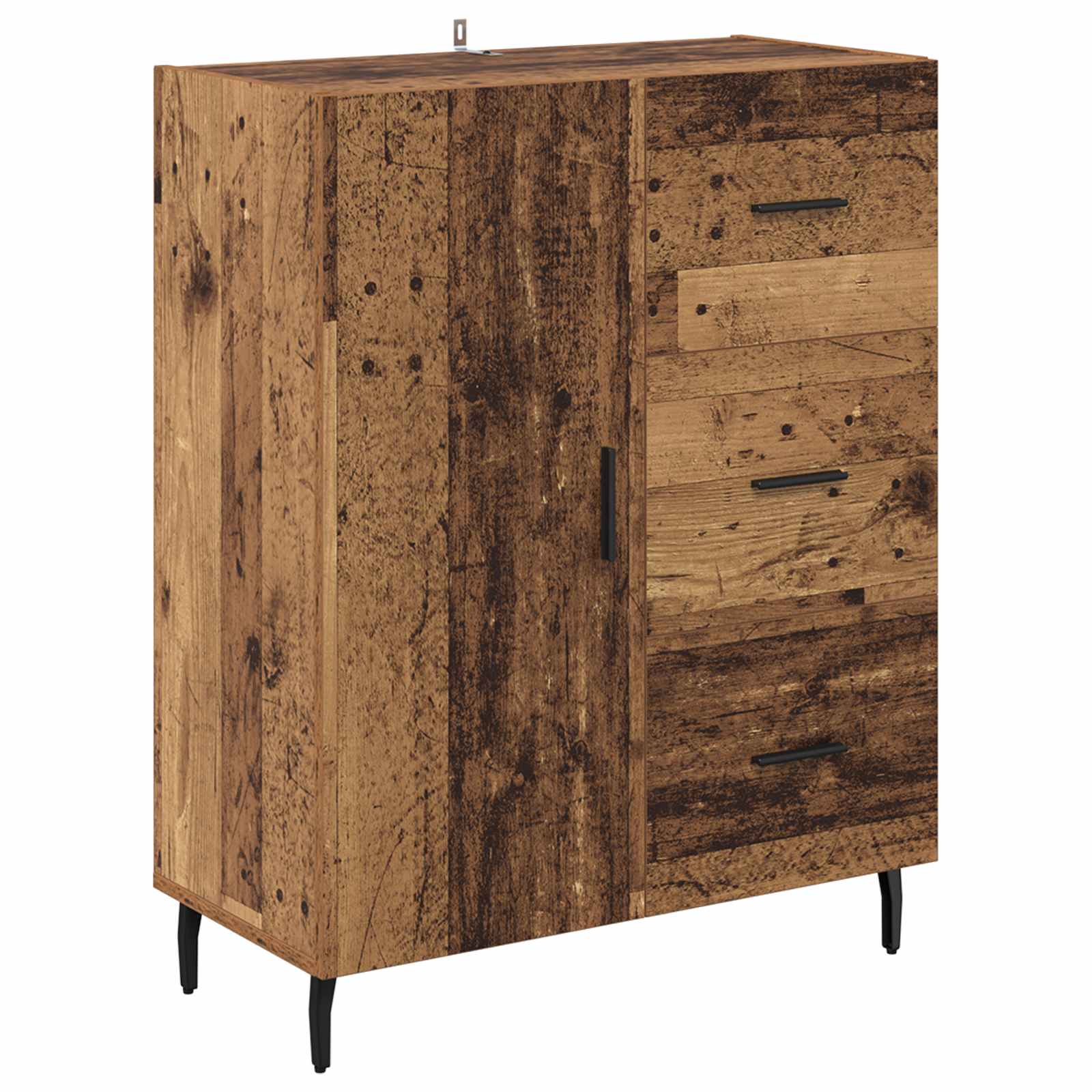 Highboard με συρτάρι 2 pcs Παλιό ξύλο Επεξεργασμένο ξύλο